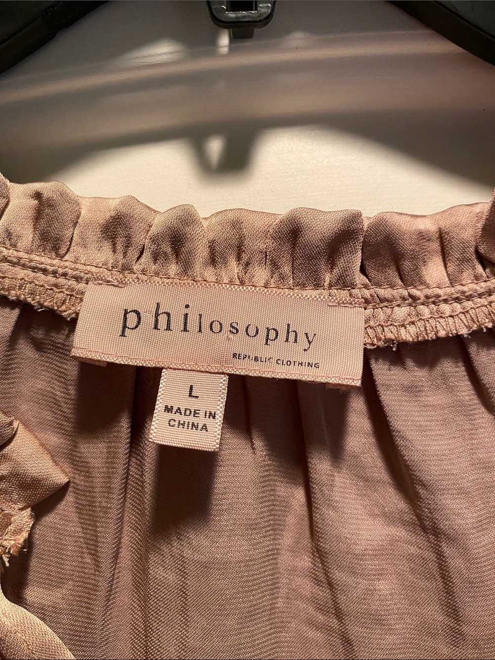 Philosophy Dusty Rose Satin V-Neck Long Sleeve Blouse - Picture 2 of 5